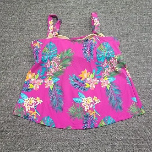 Kim Gravel x Swimsuits For All Scoop Neck Tankini Set w Bike Shorts Size 16 Pink - Picture 4 of 9